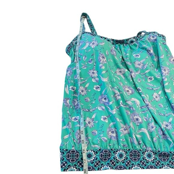 99. Lands' End Navy Green 14 DDD-Cup Chlorine Resistant Blouson Tankini Swimsuit - Picture 3 of 9